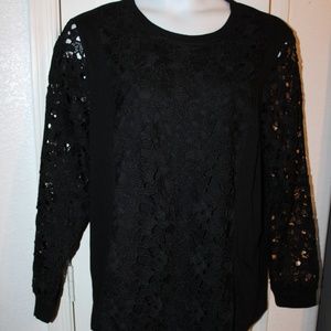 lane bryant black lace long top